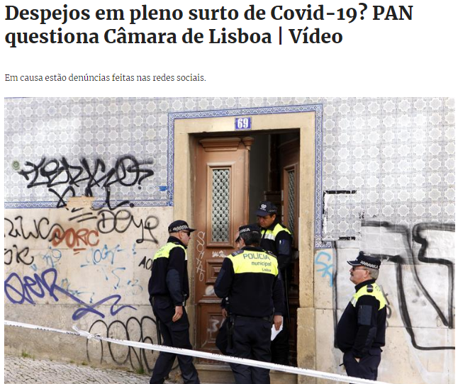 Despejos Bairros Sociais Lisboa Covid-19